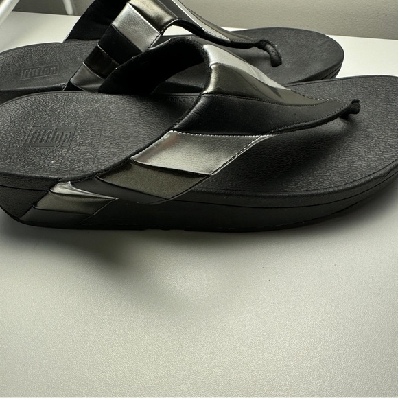 FitFlop Damen Lottie Dark Rainbow Patchwork Faux Leather Toe Post Sandal AJ5-231 - Picture 11 of 11